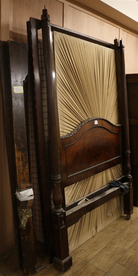 An early 19th century style mahogany four poster bed, W.127cm